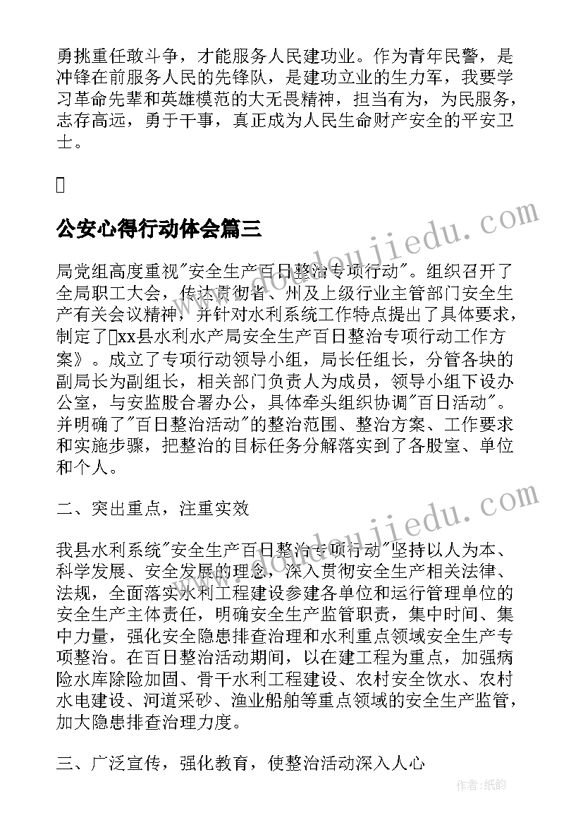 公安心得行动体会(汇总5篇)