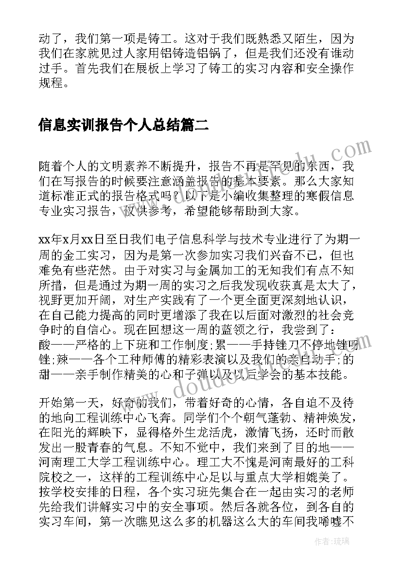 2023年信息实训报告个人总结(模板5篇)