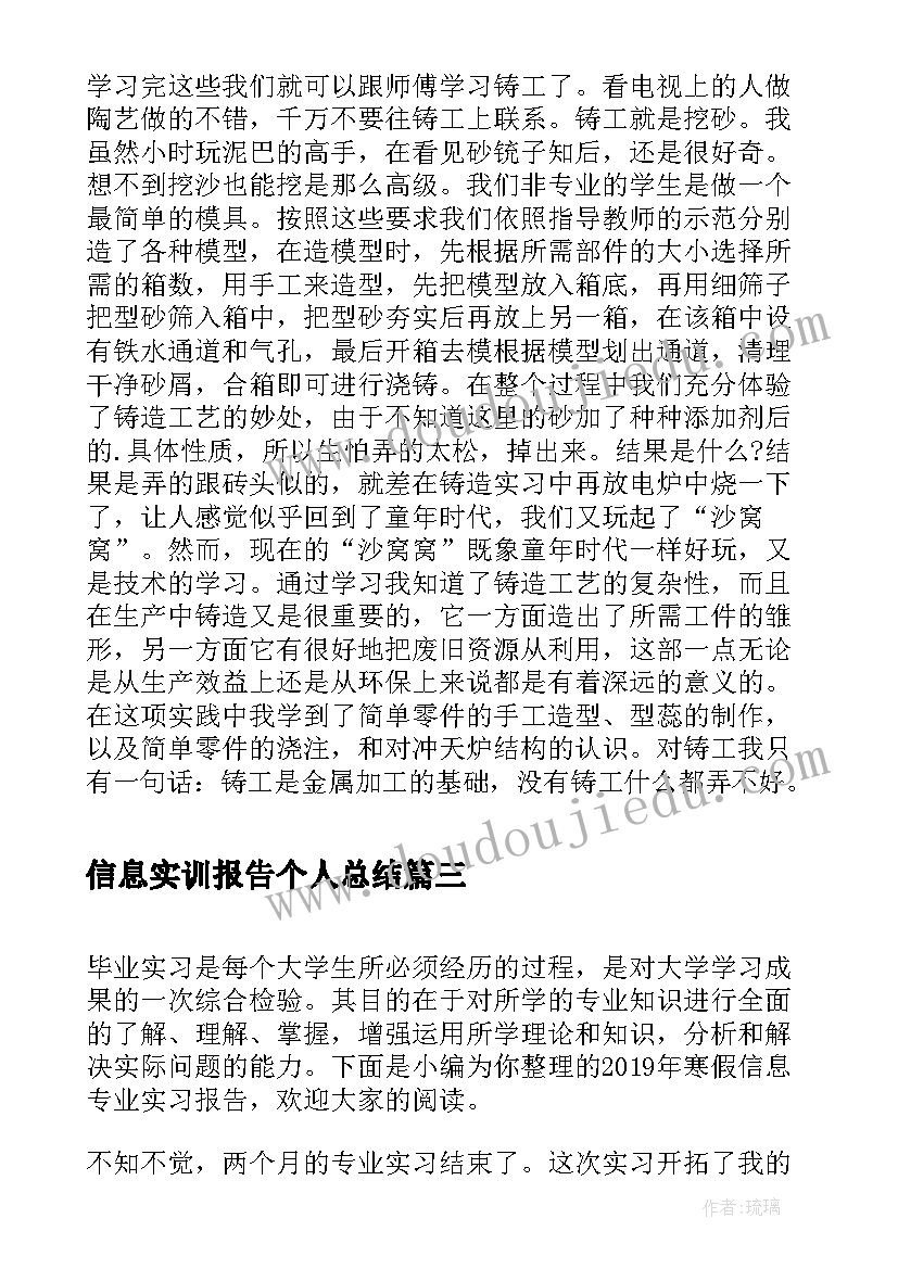 2023年信息实训报告个人总结(模板5篇)