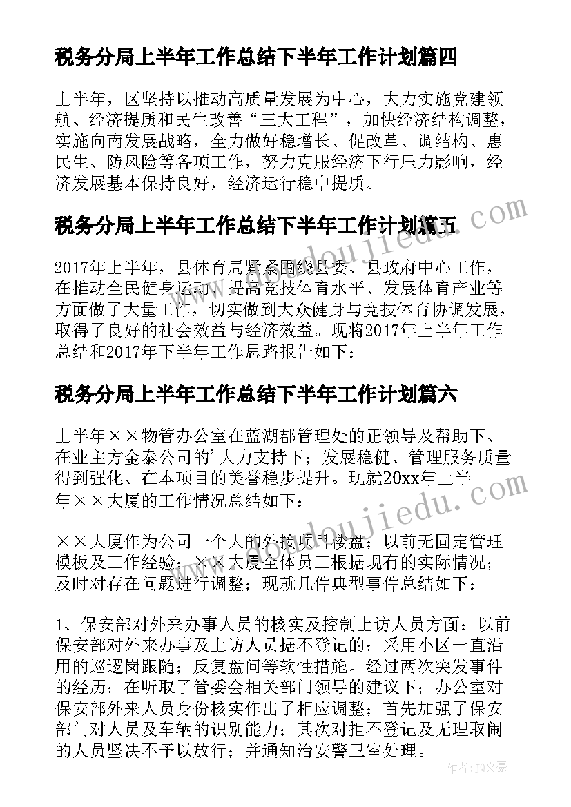 2023年税务分局上半年工作总结下半年工作计划 上半年工作总结暨下半年工作计划(实用9篇)