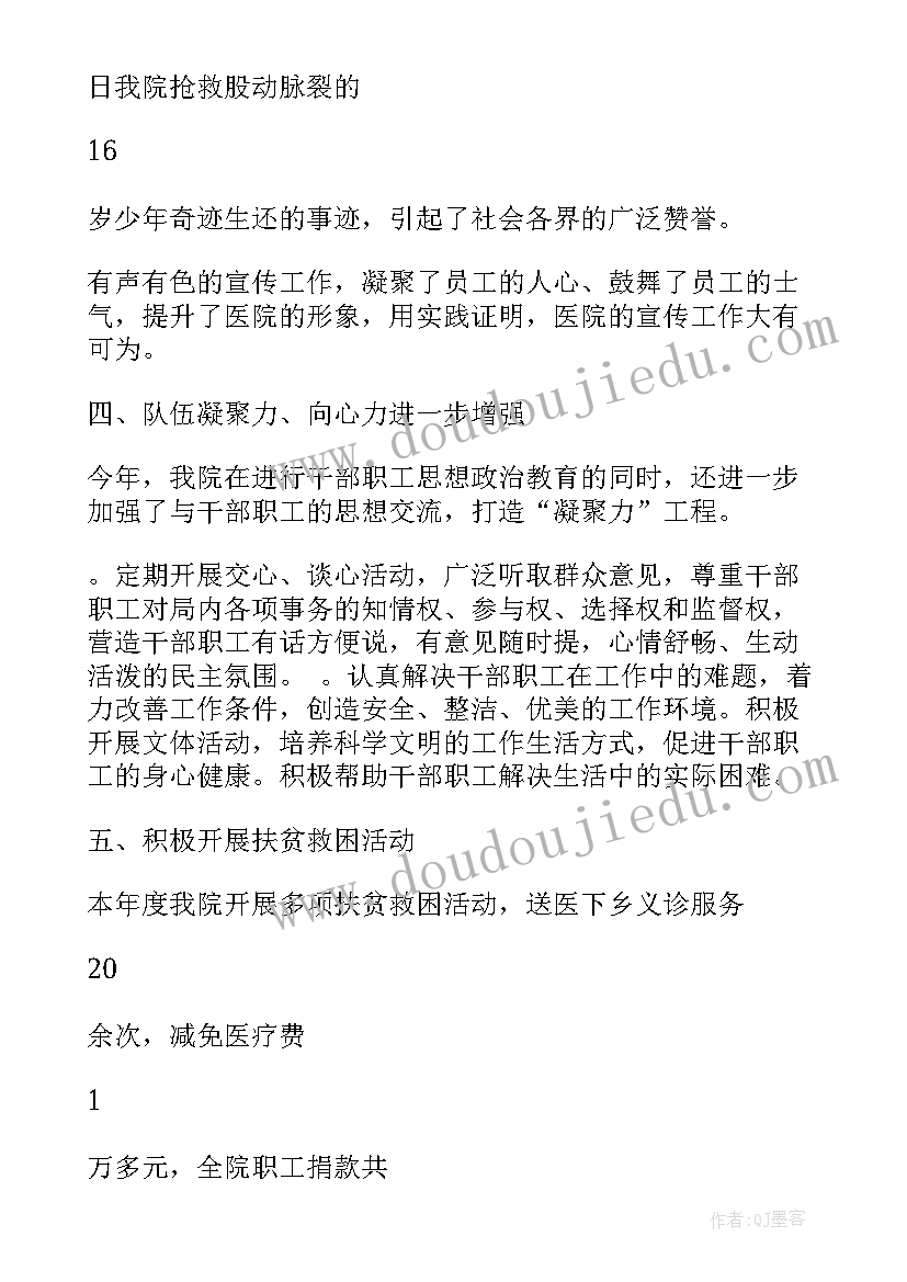 2023年医院政治思想工作表现 医院总结市人民医院思想政治度工作总结(优秀5篇)