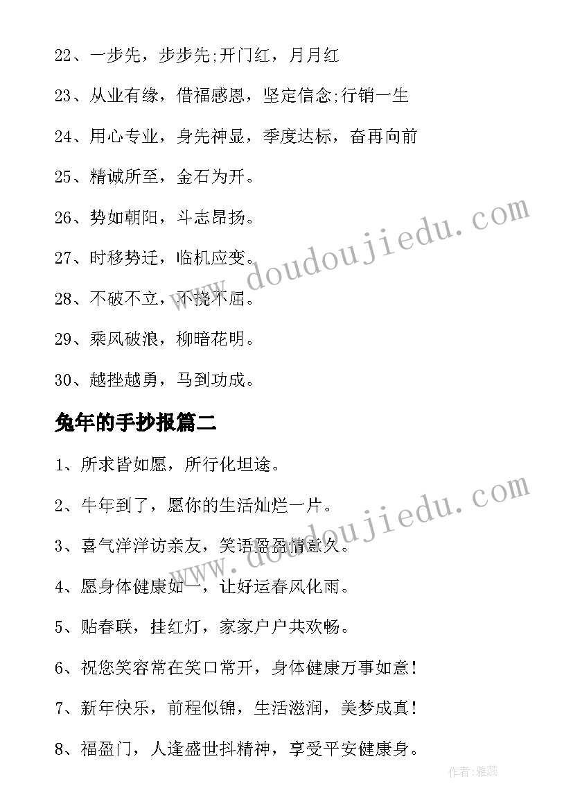 兔年的手抄报 兔年春节手抄报图文张(精选5篇)