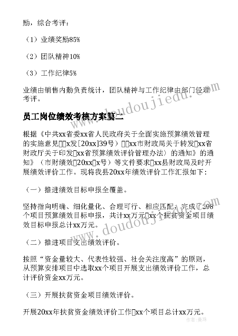 2023年员工岗位绩效考核方案 销售岗位绩效考核方案(优秀7篇)