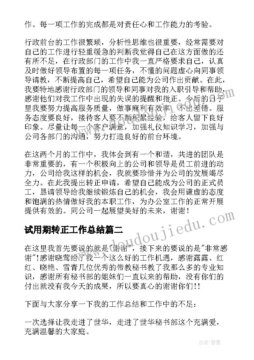 最新试用期转正工作总结(精选6篇)