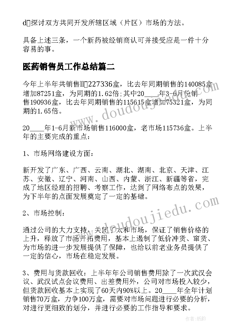 2023年医药销售员工作总结(大全5篇)