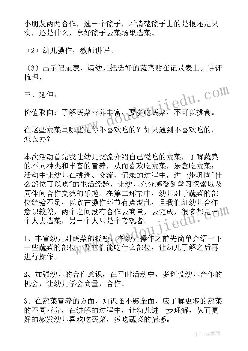 幼儿园大班蔬菜教案反思(通用5篇)