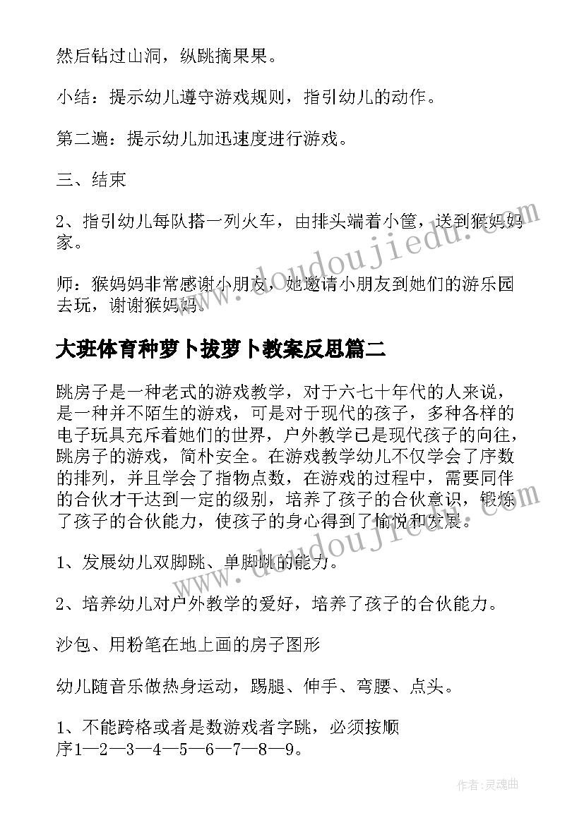 最新大班体育种萝卜拔萝卜教案反思(优质5篇)