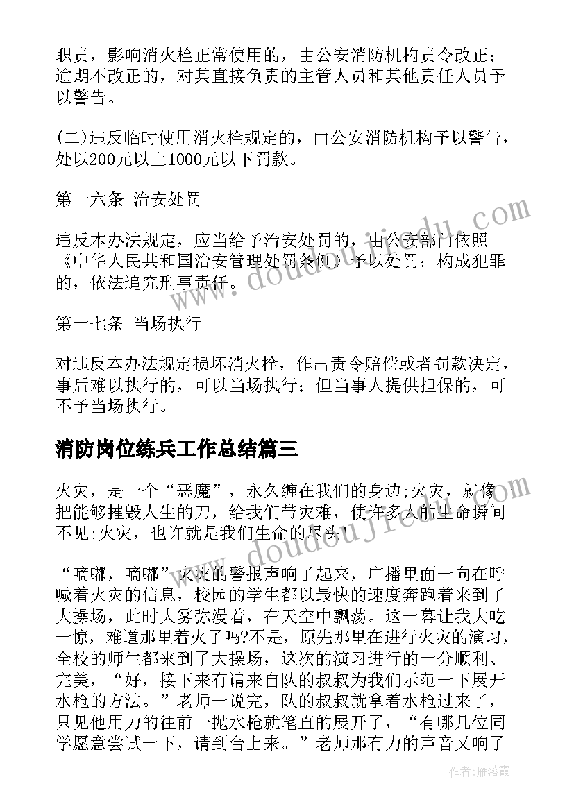 最新消防岗位练兵工作总结(通用6篇)