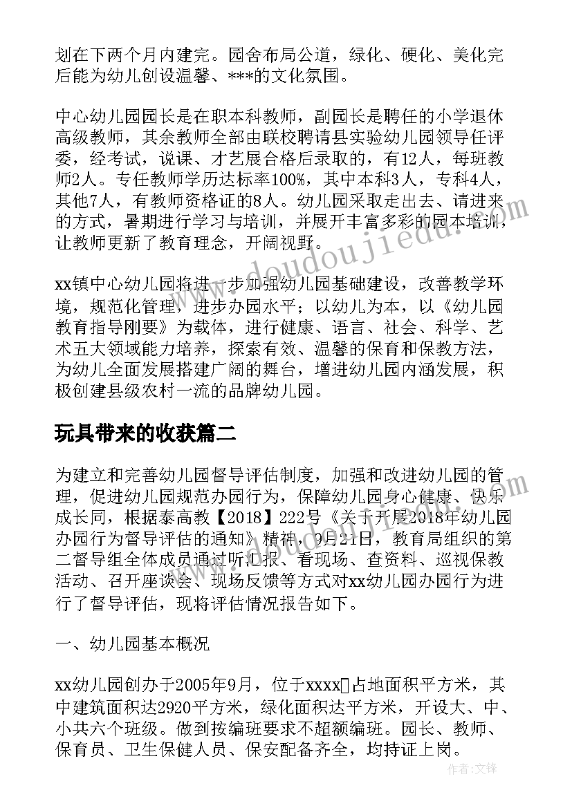 玩具带来的收获 玩具督导工作总结(优秀5篇)