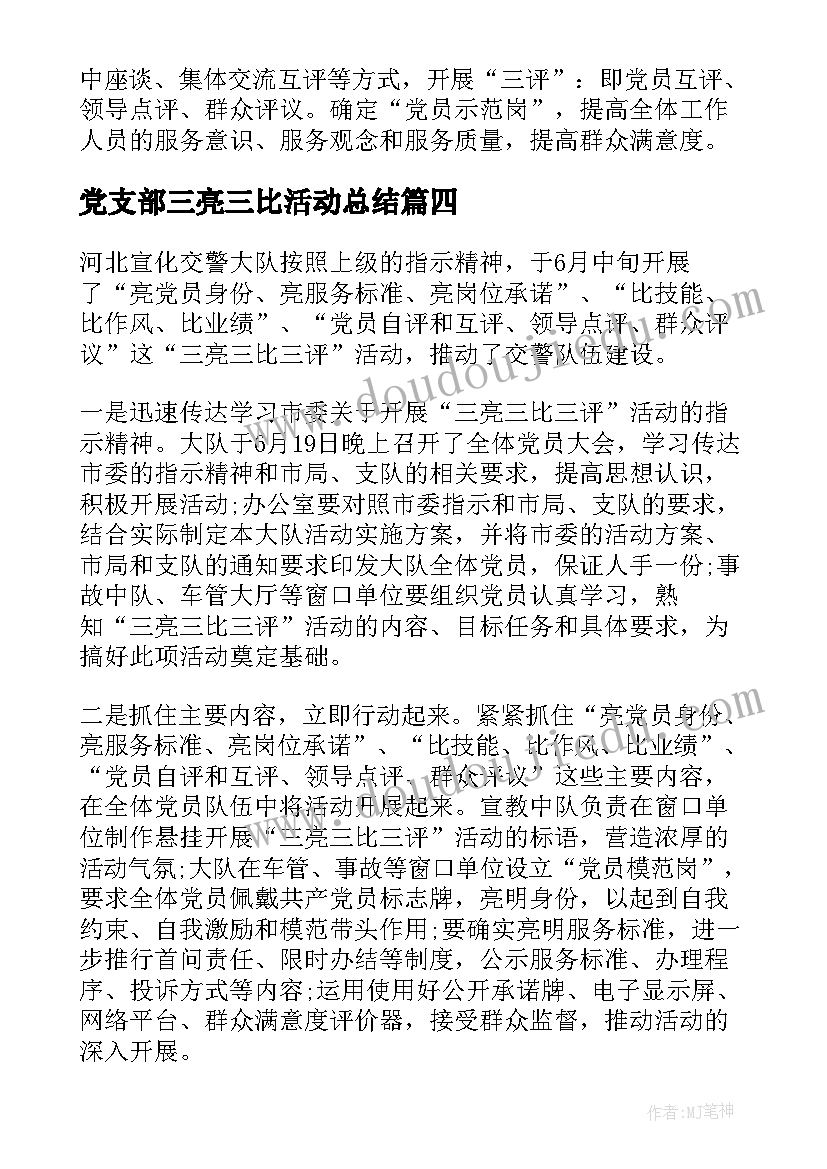 最新党支部三亮三比活动总结(精选5篇)