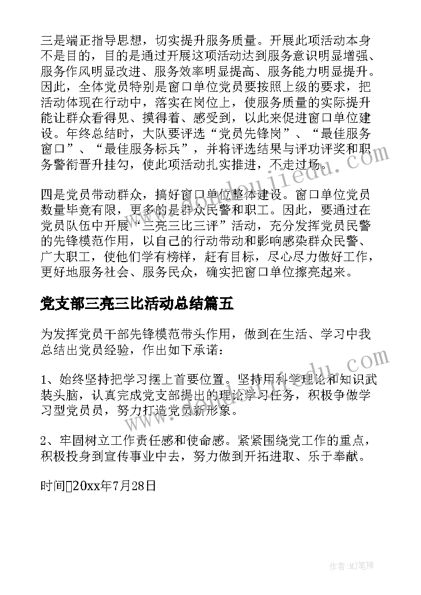 最新党支部三亮三比活动总结(精选5篇)