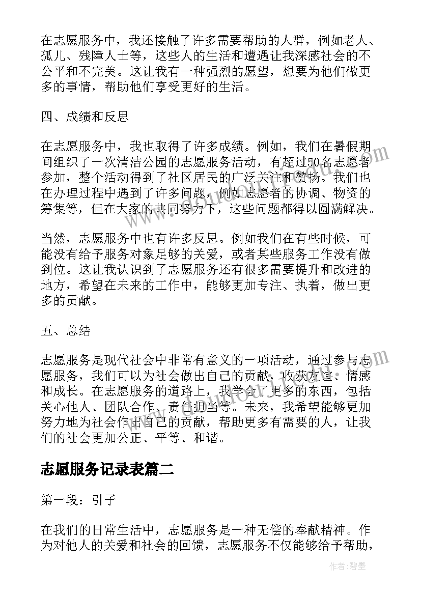 2023年志愿服务记录表 志愿服务站心得体会(实用10篇)