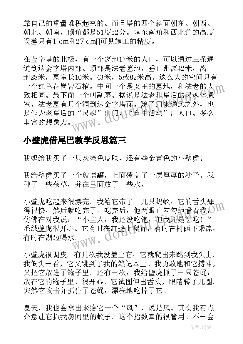 小壁虎借尾巴教学反思(优秀6篇)