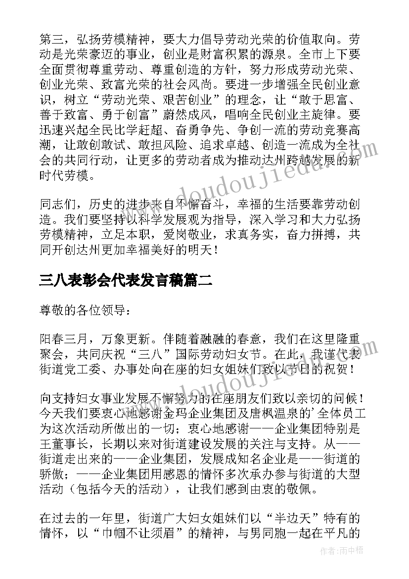 最新三八表彰会代表发言稿(实用5篇)