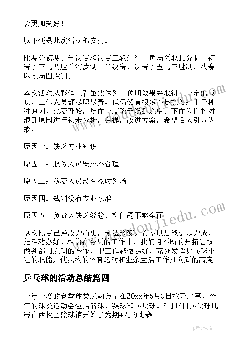 乒乓球的活动总结 乒乓球活动总结(模板9篇)