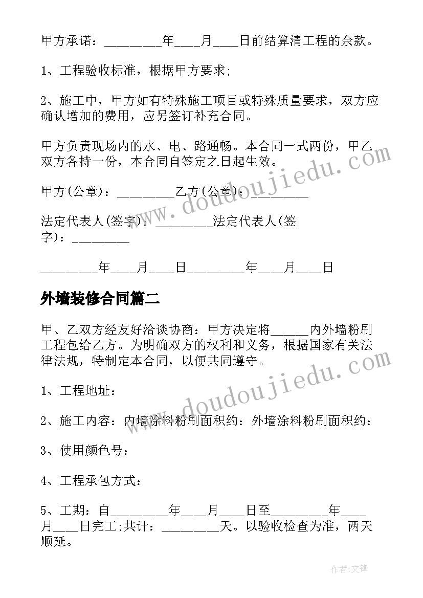 最新外墙装修合同(模板6篇)