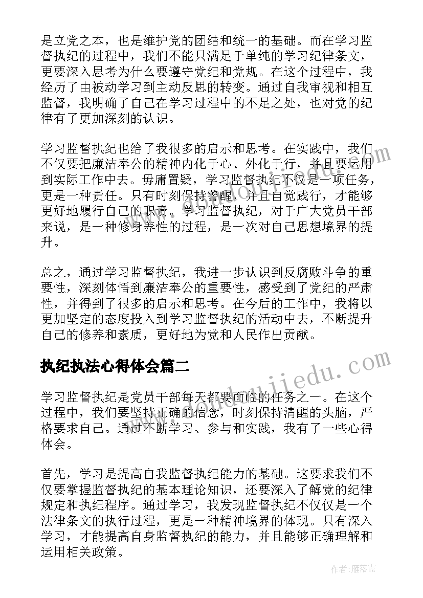 执纪执法心得体会(汇总5篇)