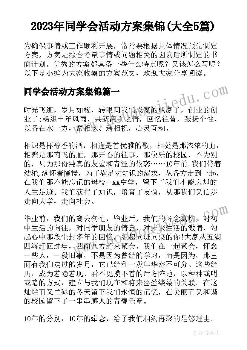 2023年同学会活动方案集锦(大全5篇)