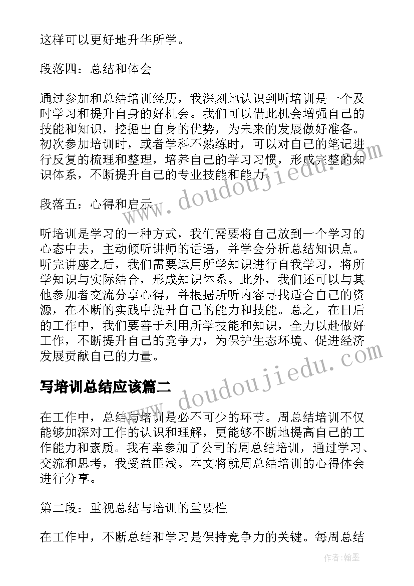 写培训总结应该 听培训心得体会总结(优质10篇)