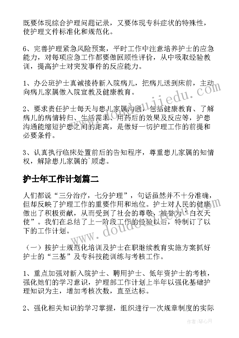 2023年护士年工作计划(优秀5篇)