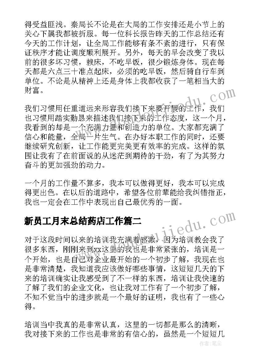 新员工月末总结药店工作 新员工月末总结(大全5篇)