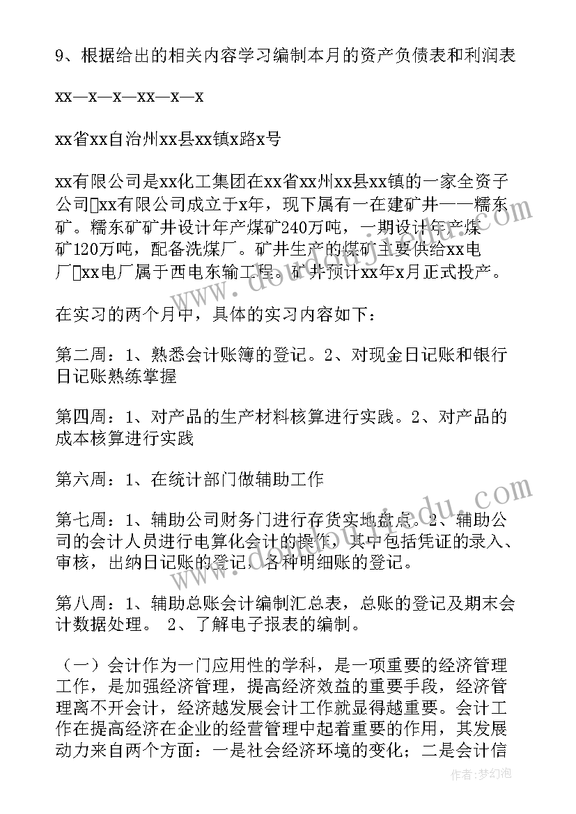 会计实践报告(优秀6篇)