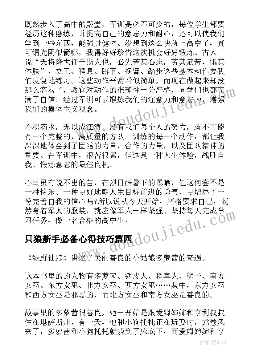 2023年只狼新手必备心得技巧(优质9篇)