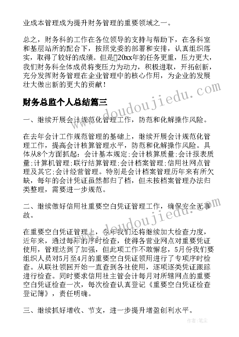 2023年财务总监个人总结(优秀9篇)