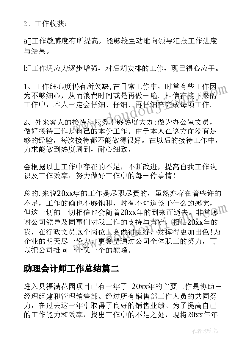 2023年助理会计师工作总结(实用5篇)