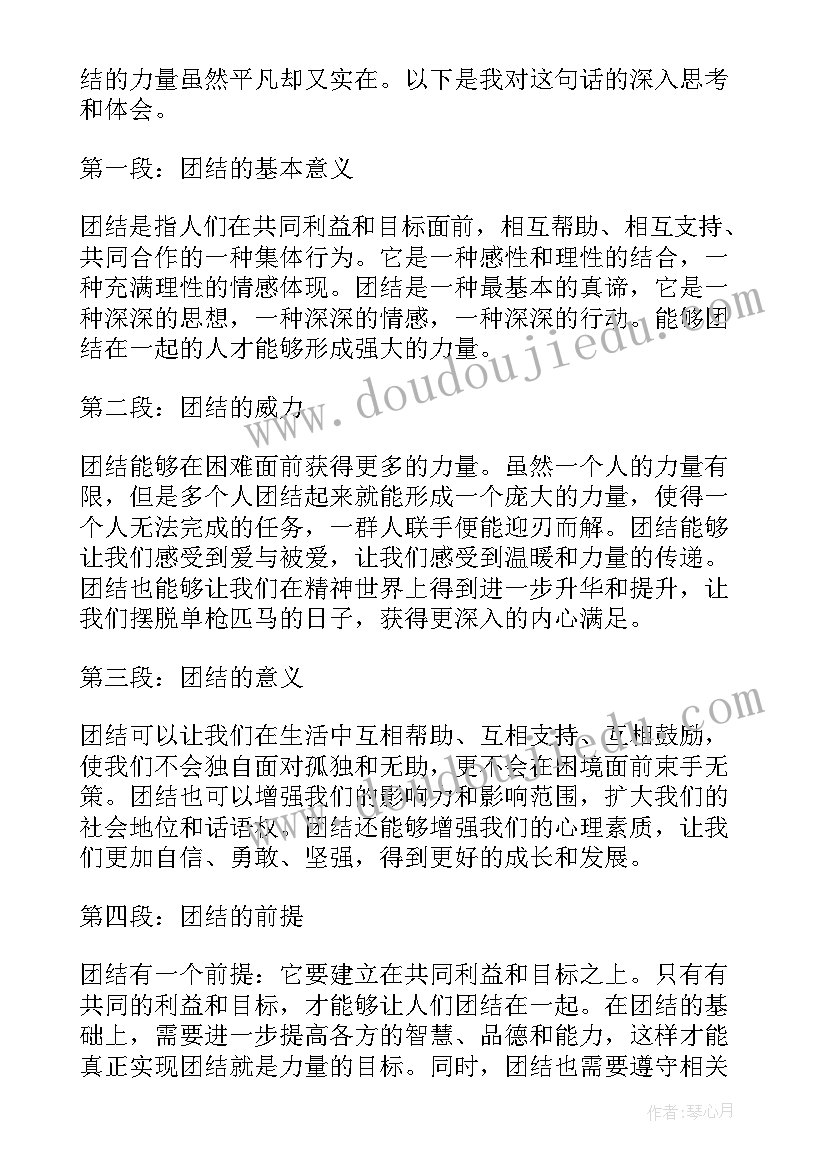 最新党史团结就是力量感悟(精选10篇)