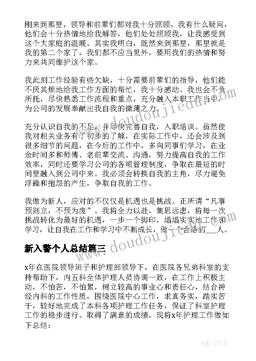 2023年新入警个人总结(精选5篇)