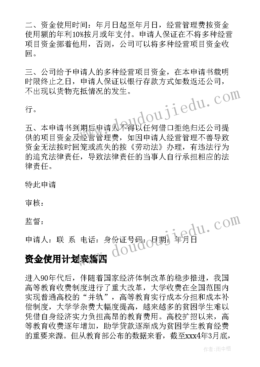 2023年资金使用计划表 资金使用自查报告(优质8篇)