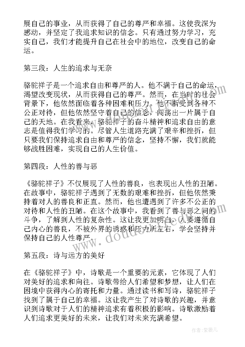 最新骆驼祥子读书心得感悟(优秀9篇)