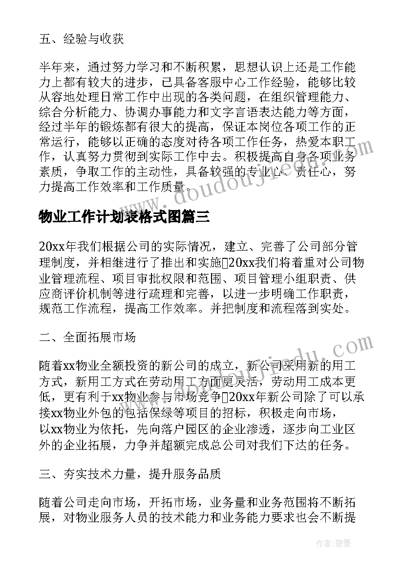 最新物业工作计划表格式图 物业年度工作计划表格式图(精选5篇)