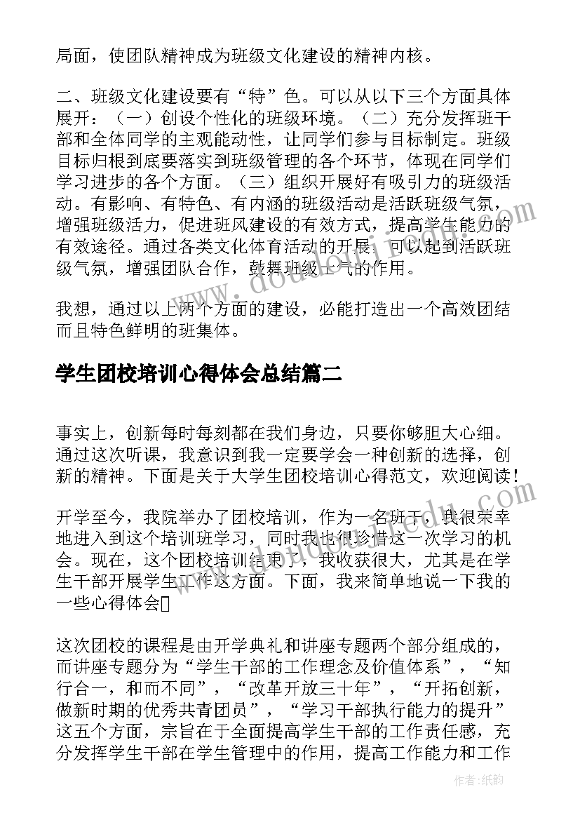 最新学生团校培训心得体会总结(模板5篇)