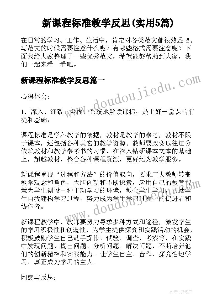 新课程标准教学反思(实用5篇)