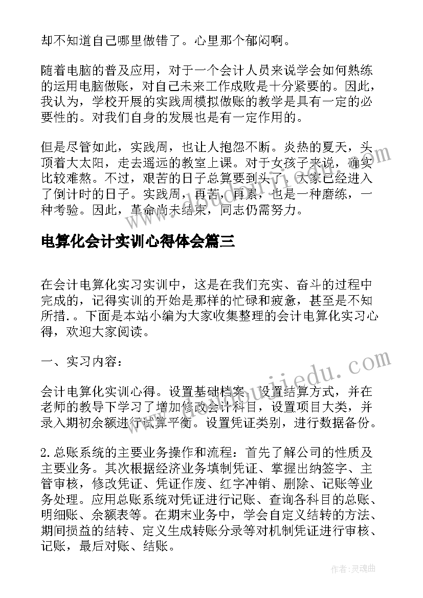 最新电算化会计实训心得体会(优秀5篇)