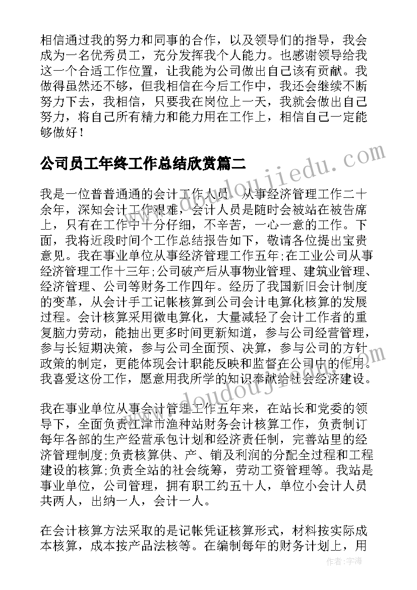 2023年公司员工年终工作总结欣赏(精选5篇)