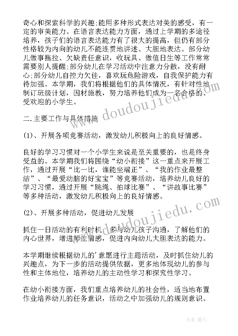 最新大班班级第二学期工作计划(实用5篇)