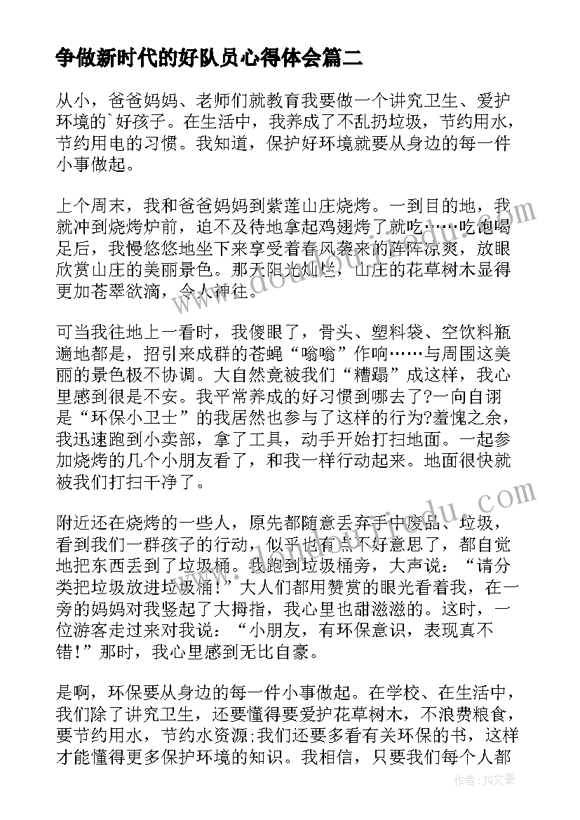 2023年争做新时代的好队员心得体会(优质5篇)