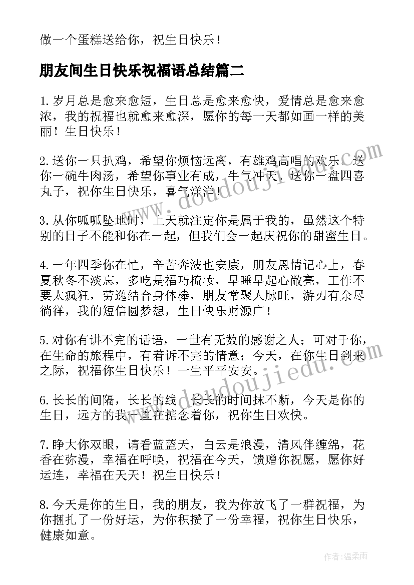 2023年朋友间生日快乐祝福语总结(优秀7篇)