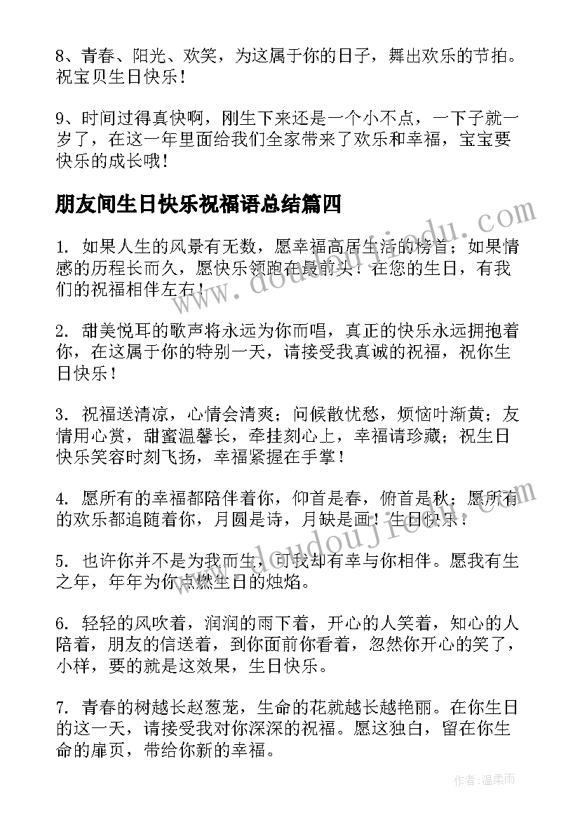 2023年朋友间生日快乐祝福语总结(优秀7篇)