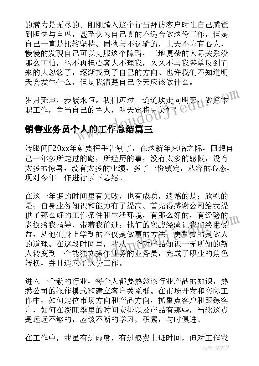 销售业务员个人的工作总结(大全9篇)