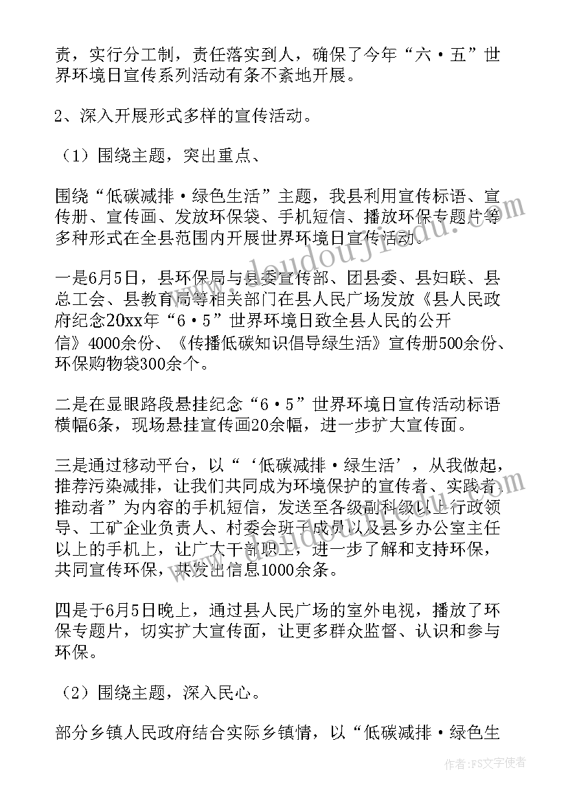 世界环境日活动总结(通用7篇)