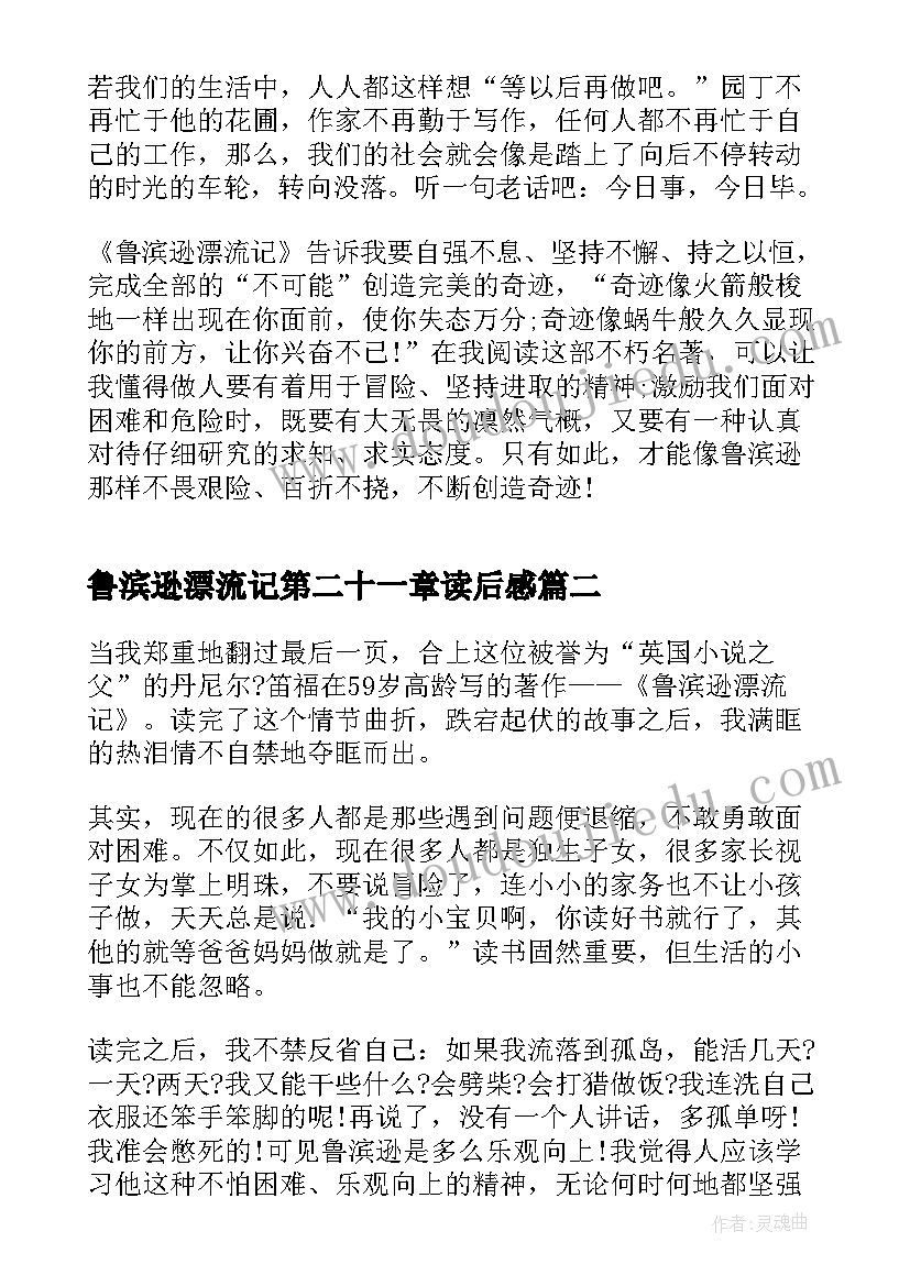 鲁滨逊漂流记第二十一章读后感 鲁滨逊漂流记二十三章读后感(通用5篇)