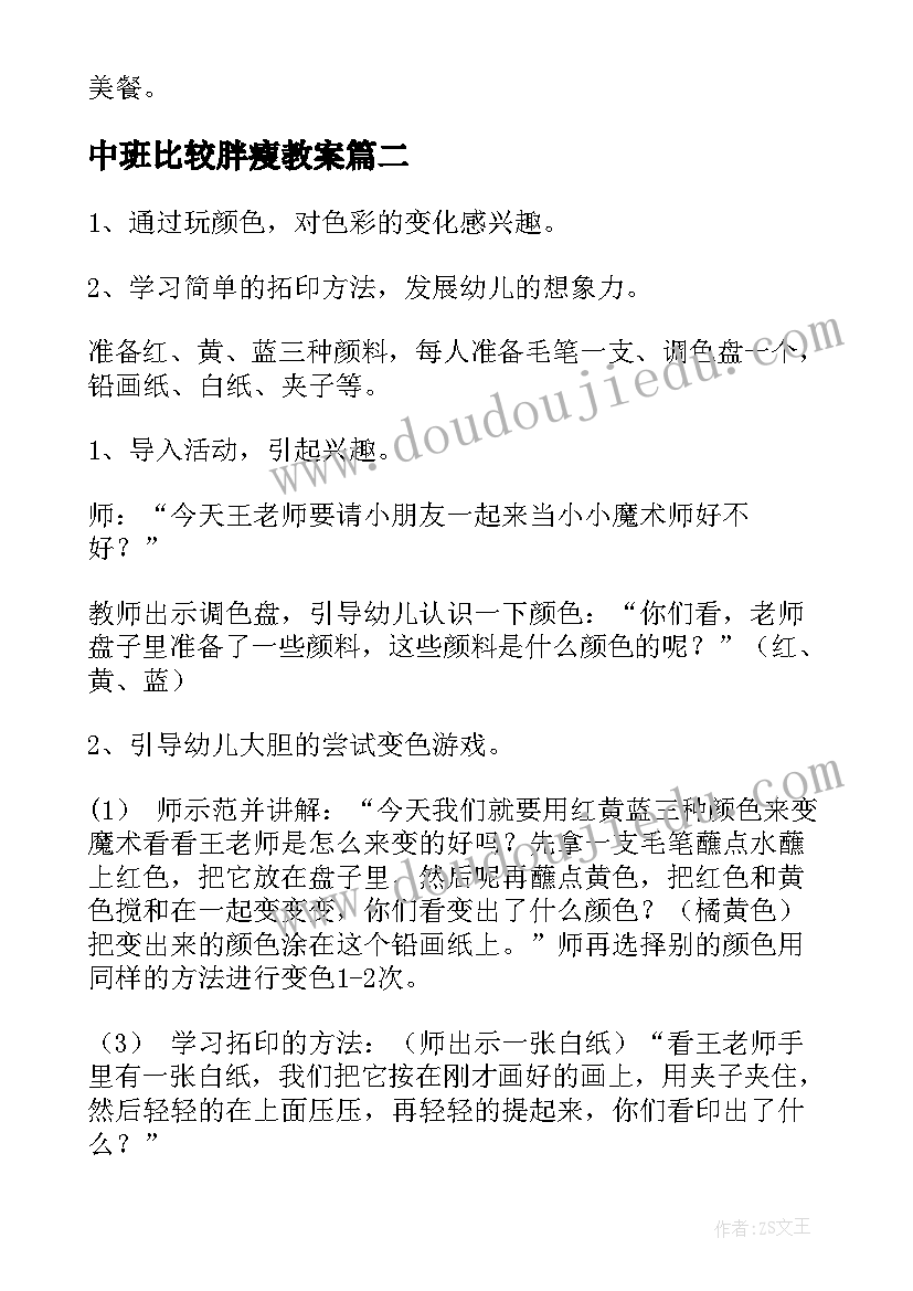 2023年中班比较胖瘦教案(大全9篇)