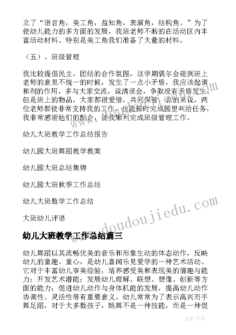 2023年幼儿大班教学工作总结(优质9篇)