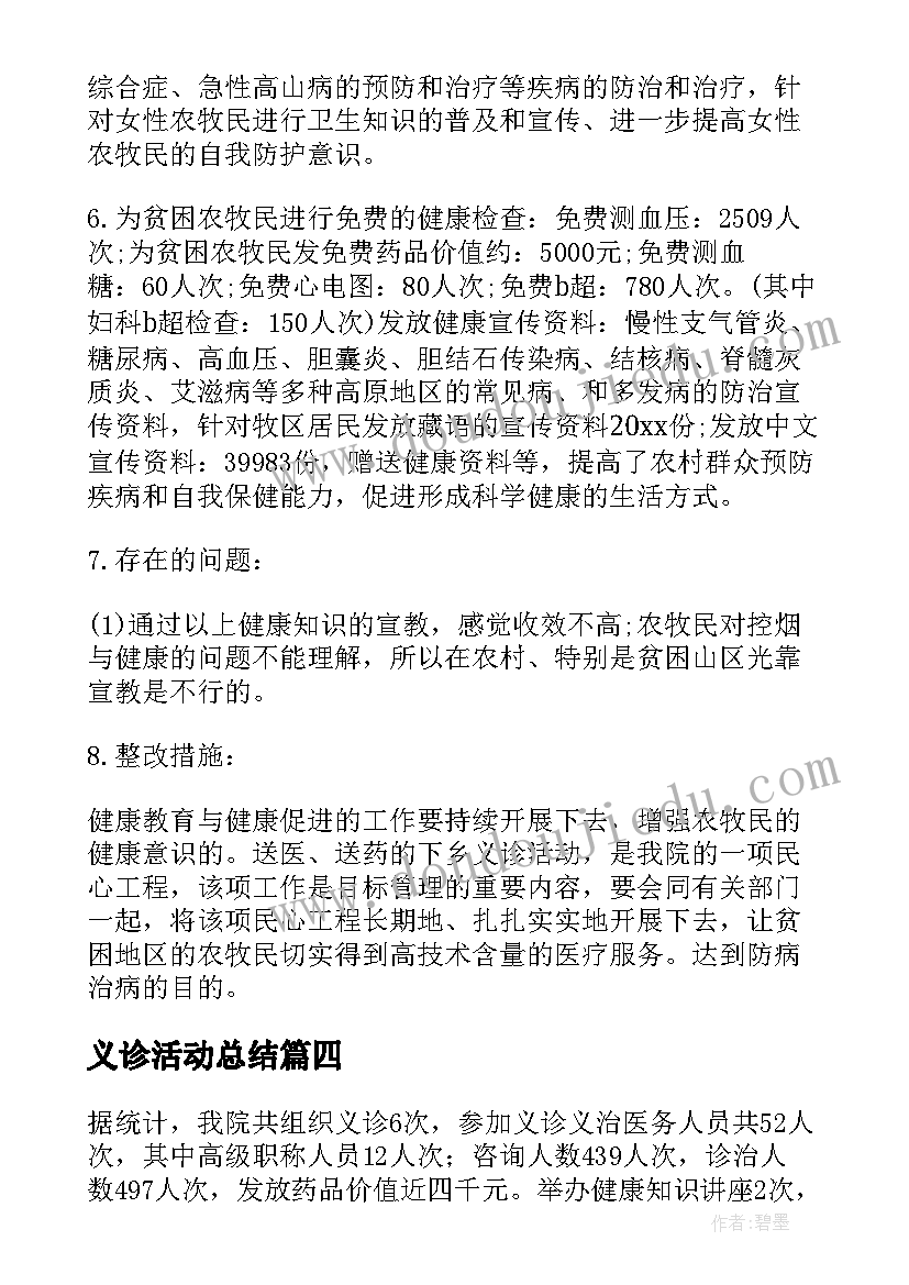 义诊活动总结(优质7篇)