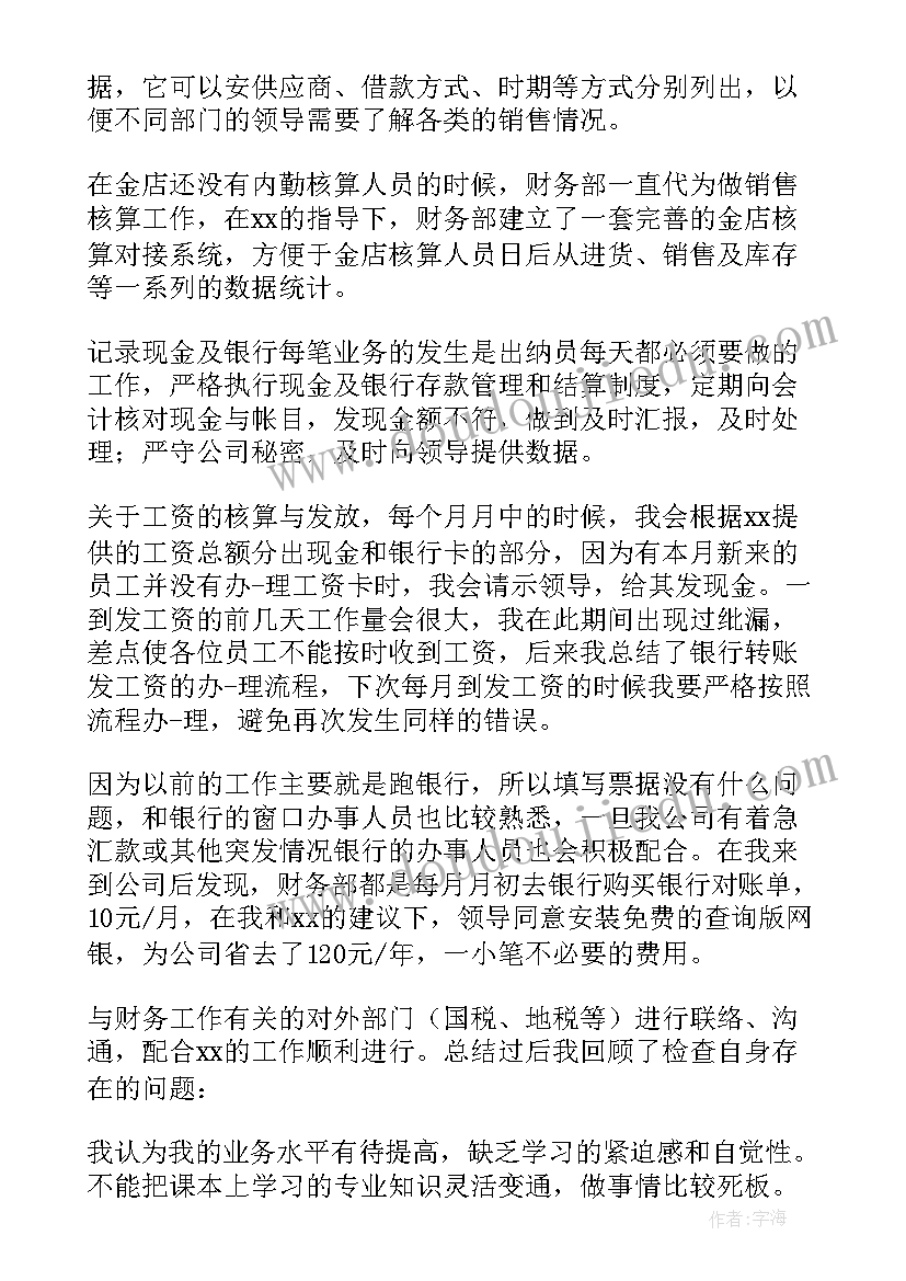 会计出纳总结及工作计划(实用10篇)