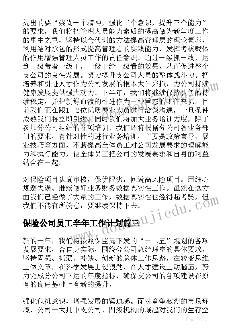 2023年保险公司员工半年工作计划 保险公司员工下半年工作计划(模板5篇)